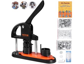 VEVOR Badge Machine 32 mm Badge Press with 500 Consumables, Magic Book and Circle Cutter, Machine for Making Badges Made of Robust Plastic, for Making Pin Badges