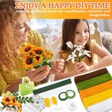 Pijpenrager Bloemenset, Pijpenrager voor knutselwerkjes, Pijpenrager, met 450 Pijpenragers voor het maken van bloemen, 25 bloemdraadjes, 250 meeldraden, cadeaupapier,cadeaulint,lijmstiften etc
