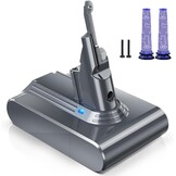 Keenstone Batterij voor Dyson V7 Motorhead Animal Trigger Pro Fluffy Matras Absolute Stofzuiger met 2 Filters, 4600mAh 21,6V - Maat V7