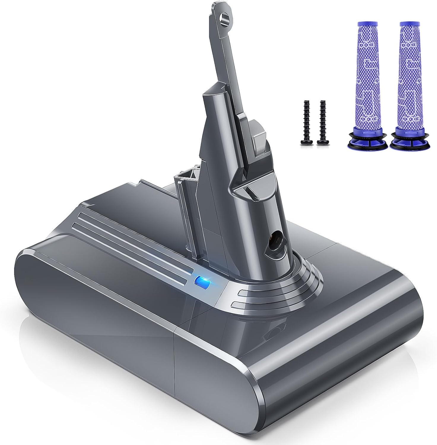 Keenstone Batterij voor Dyson V7 Motorhead Animal Trigger Pro Fluffy Matras Absolute Stofzuiger met 2 Filters, 4600mAh 21,6V - Maat V7