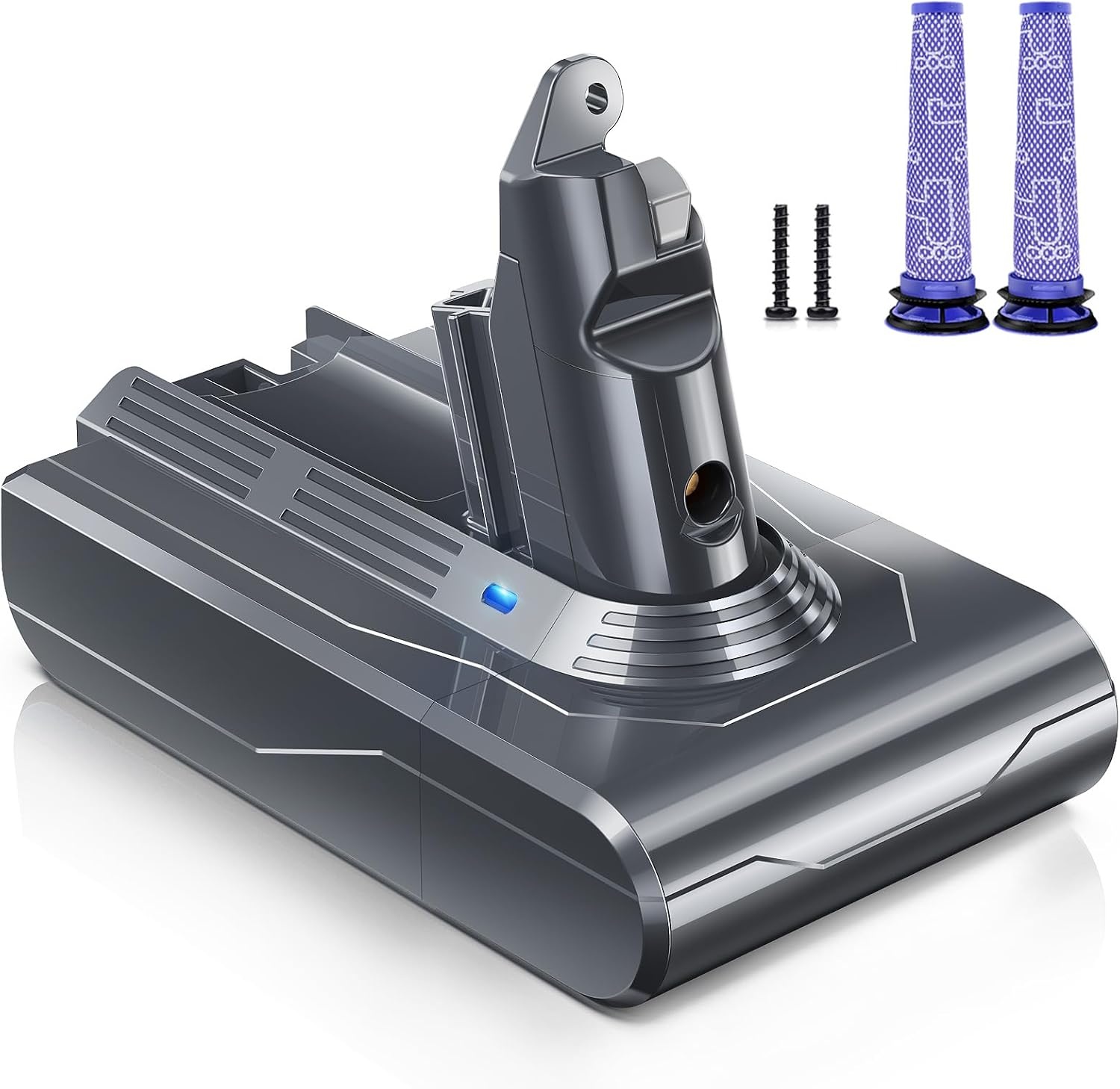 Keenstone Batterij voor Dyson V7 Motorhead Animal Trigger Pro Fluffy Matras Absolute Stofzuiger met 2 Filters, 4600mAh 21,6V - Maat V7