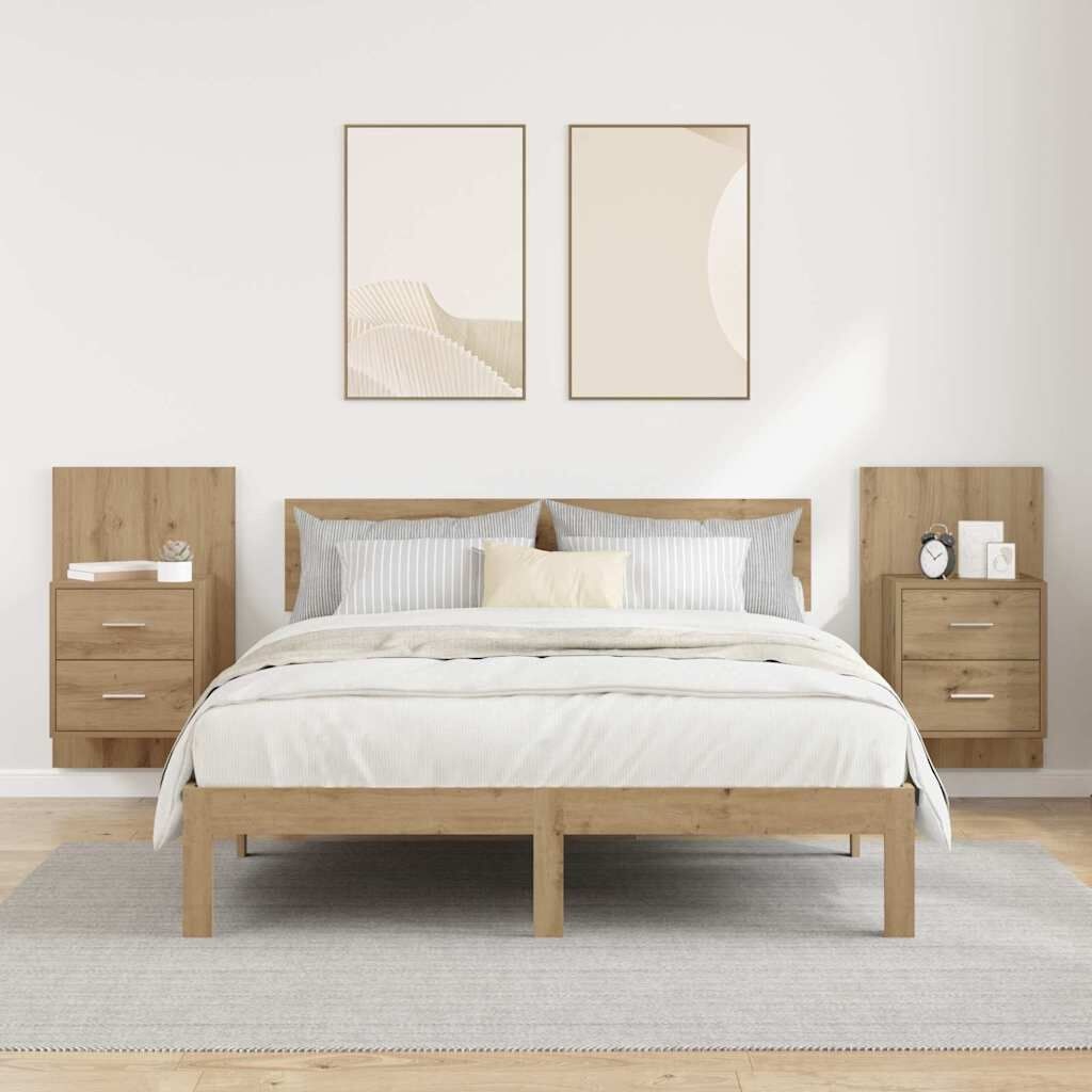 vidaXL Wandkastje 2 pcs Artisan Eiken 48,5 x 32,5 x 80 cm Bewerkt hout