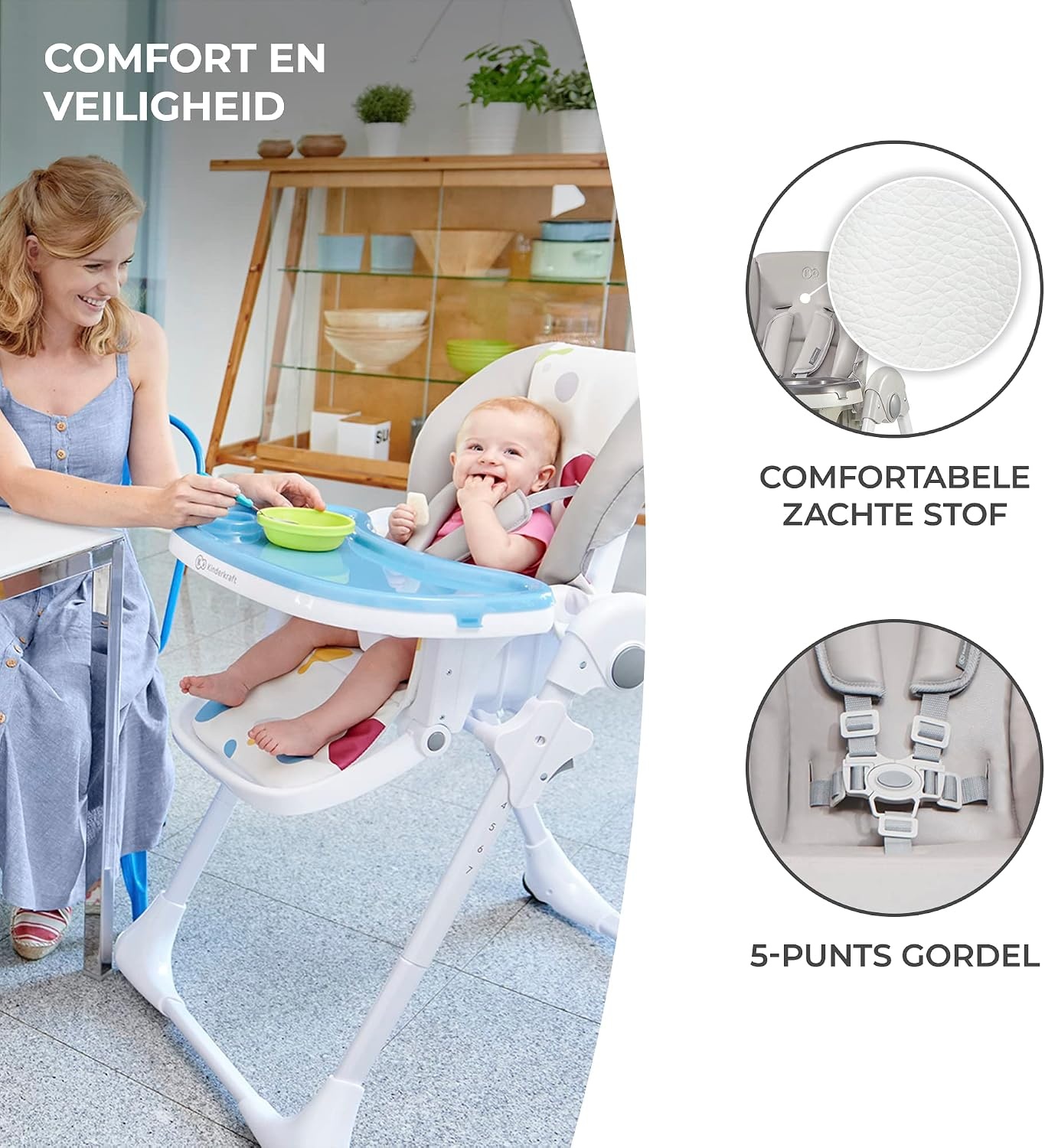 Kinderstoel YUMMY Grijs - Opvouwbaar & Verstelbaar met 33% Korting!