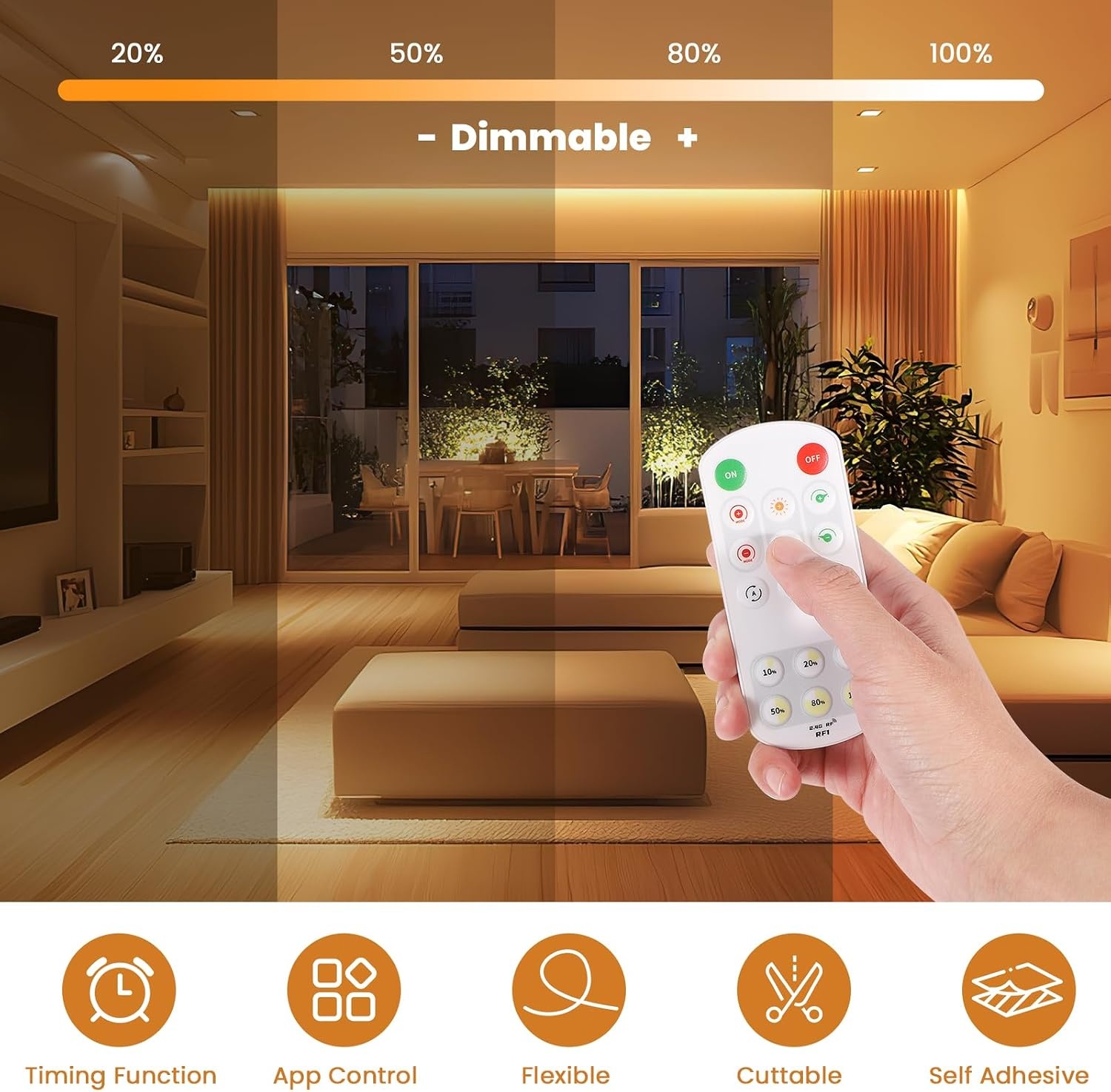 ACELUMO LED Strip 10 meter Warm Wit met Smart App en Afstandsbediening