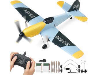 VEVOR RC vliegtuig, 2,4 GHZ 3-kanaals RC vliegtuig met 6-assige gyrostabilisator en 2 batterijen, klaar om te vliegen, BF-109 gevechtsvliegtuig, speelgoed voor volwassenen, kinderen, beginners,