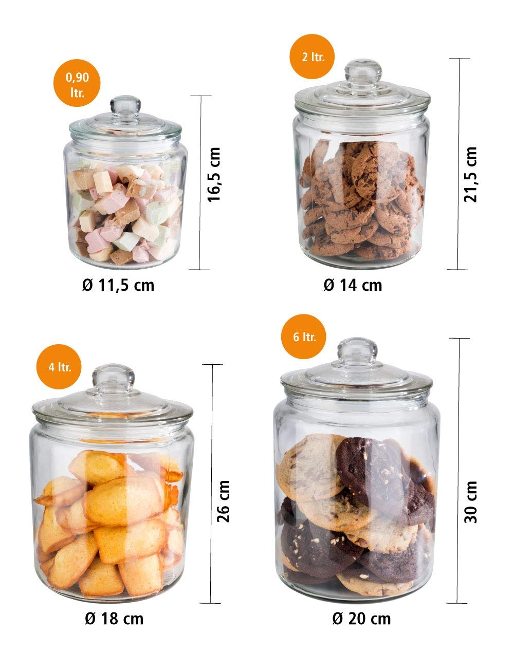 APS Storage Jar "Classic" - High-quality glass container for storage with a capacity of 0.9 liters - Your goods stay fresh thanks to the glass lid with seal, storage container - Maat 0,9 Liter