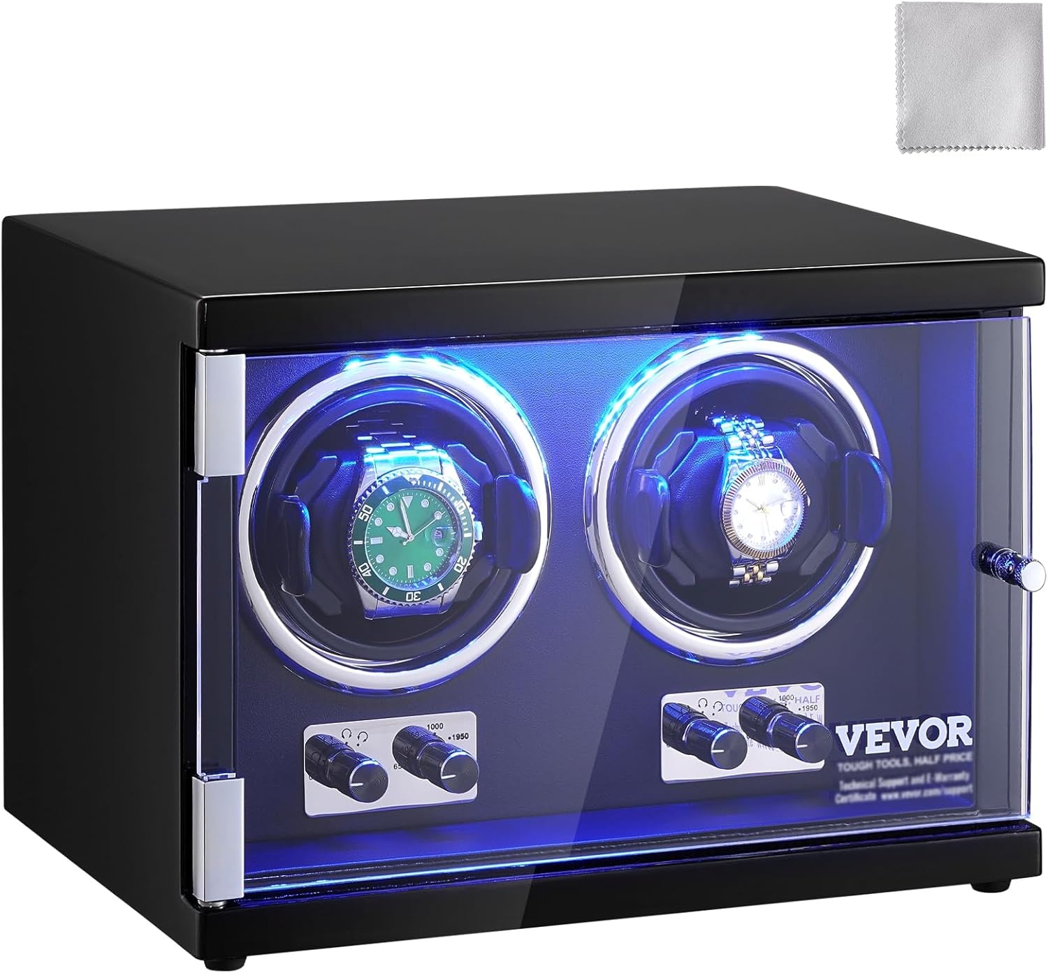VEVOR Automatische Horloge-opwinder voor 2 Horloges - Zwart - 26,5 cm