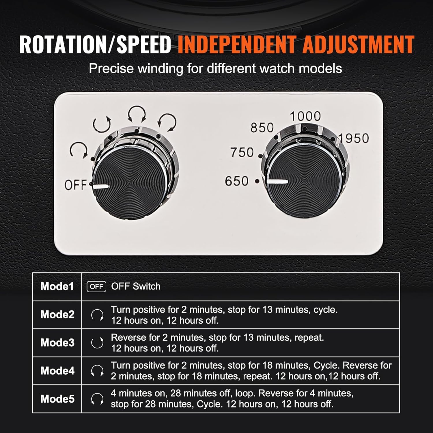VEVOR Automatische Horloge-opwinder voor 2 Horloges - Zwart - 26,5 cm
