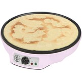 Bestron Crepe Maker voor crêpes met Ø 30cm, pannenkoekenmaker incl. deegverdeler & crêpeskeerder, met antiaanbaklaag & indicatielampje, 1000 Watt, Kleur: roze