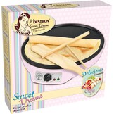 Bestron Crepe Maker voor crêpes met Ø 30cm, pannenkoekenmaker incl. deegverdeler & crêpeskeerder, met antiaanbaklaag & indicatielampje, 1000 Watt, Kleur: roze