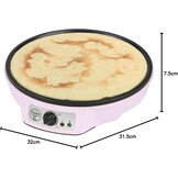 Bestron Crepe Maker voor crêpes met Ø 30cm, pannenkoekenmaker incl. deegverdeler & crêpeskeerder, met antiaanbaklaag & indicatielampje, 1000 Watt, Kleur: roze