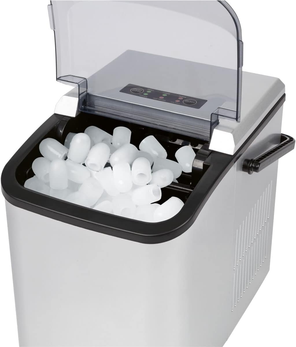 Clatronic IJsblokjesmachine ijsblokjes na 10 minuten zelfreinigend voor grote en kleine blokjes 12 kg/24 uur kleine ijsmaker van 1 5 liter watertank ijsblokjesmaker EWB 3785 zilver