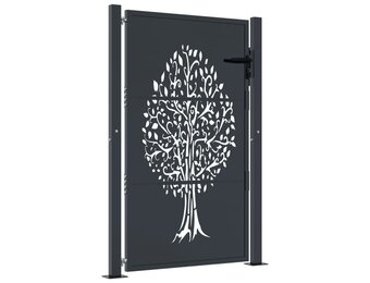 vidaXL Poort 105x155 cm met boomontwerp staal antracietkleurig