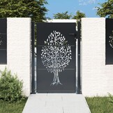 vidaXL Poort 105x155 cm met boomontwerp staal antracietkleurig