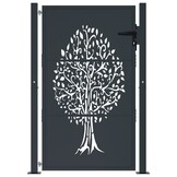 vidaXL Poort 105x155 cm met boomontwerp staal antracietkleurig