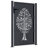 vidaXL Poort 105x155 cm met boomontwerp staal antracietkleurig