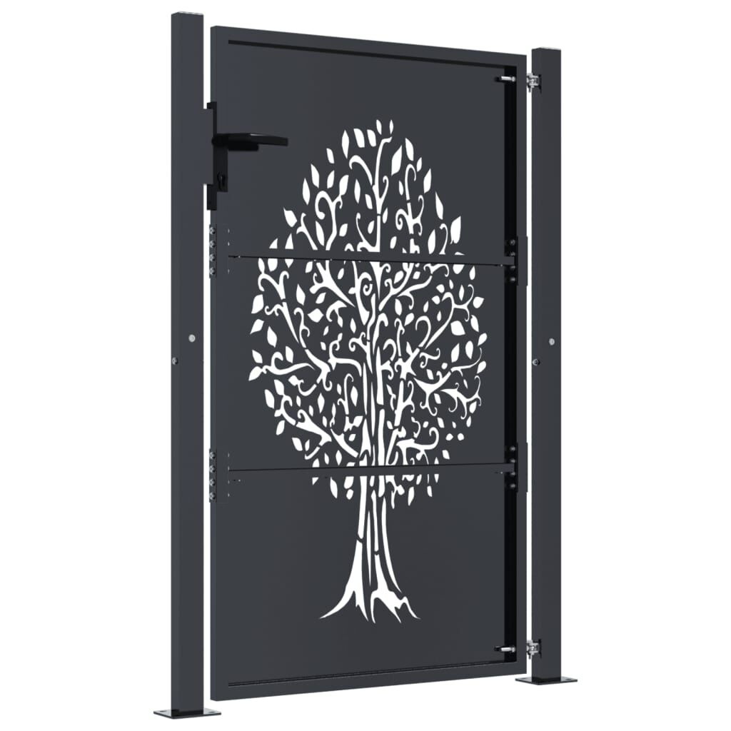 vidaXL Poort 105x155 cm met boomontwerp staal antracietkleurig