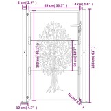 vidaXL Poort 105x155 cm met boomontwerp staal antracietkleurig