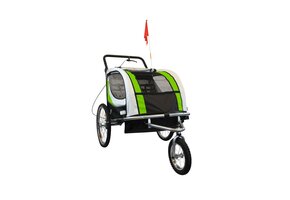Fietskar Kinderwagen 2-zits Schokdempers Opvouwbaar Lime Groen