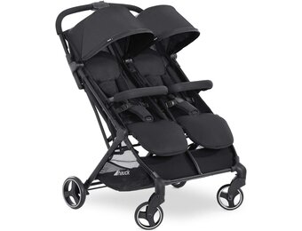 Hauck Swift X Duo tweepersoons kinderwagen, opvouwbaar met verstelbare functie vanaf de geboorte, voor 2 kinderen tot 15 kg per stuk, mand tot 6 kg, lekvrije wielen (zwart)