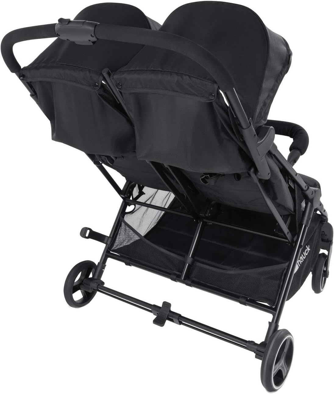 Hauck Swift X Duo tweepersoons kinderwagen, opvouwbaar met verstelbare functie vanaf de geboorte, voor 2 kinderen tot 15 kg per stuk, mand tot 6 kg, lekvrije wielen (zwart)