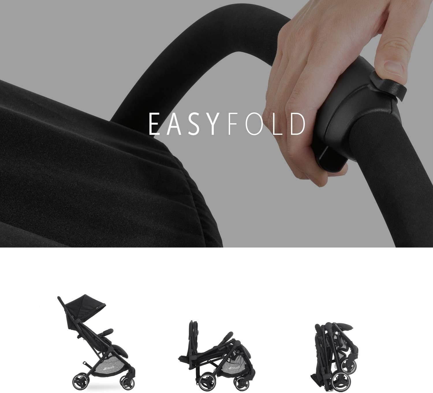 Hauck Swift X Duo tweepersoons kinderwagen, opvouwbaar met verstelbare functie vanaf de geboorte, voor 2 kinderen tot 15 kg per stuk, mand tot 6 kg, lekvrije wielen (zwart)