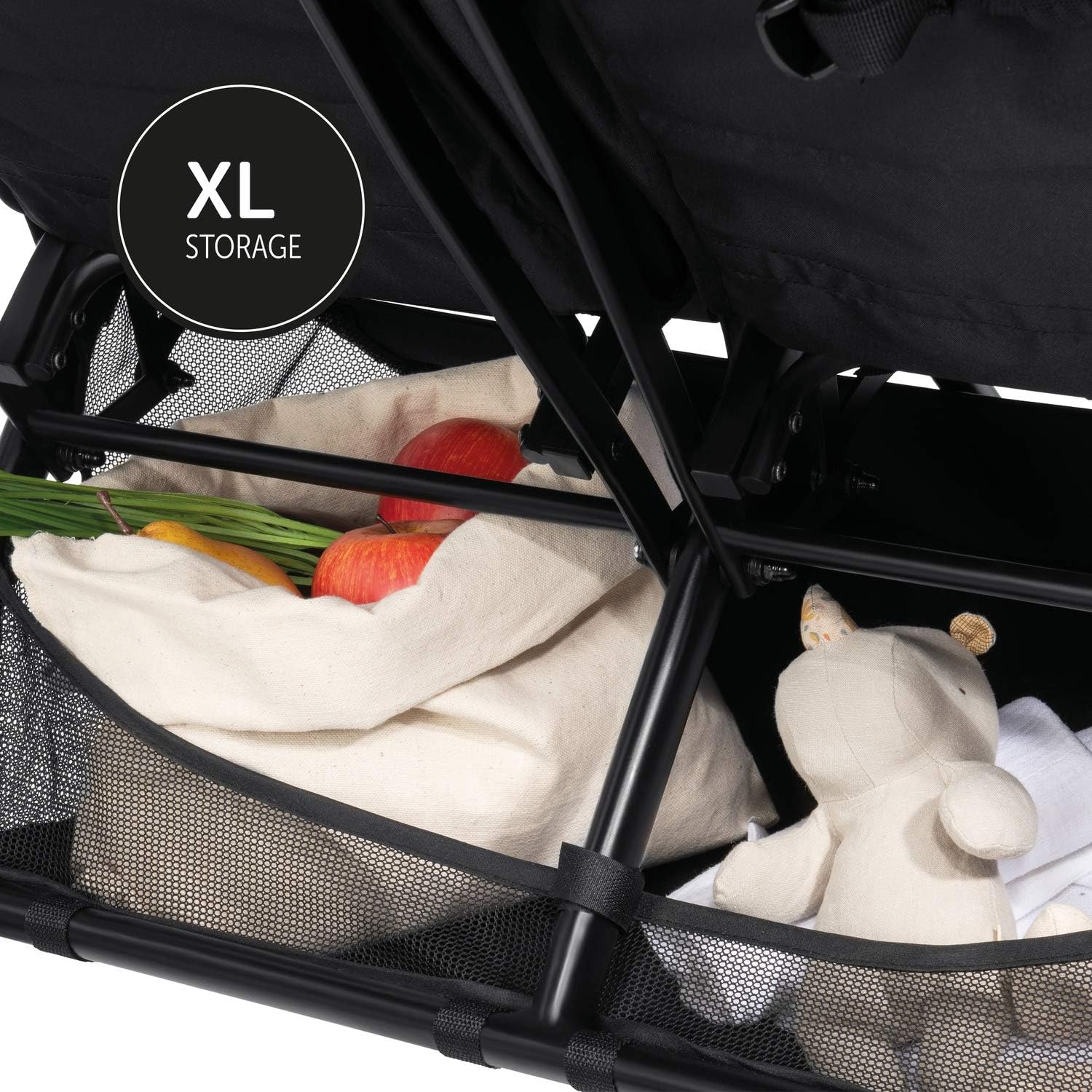 Hauck Swift X Duo tweepersoons kinderwagen, opvouwbaar met verstelbare functie vanaf de geboorte, voor 2 kinderen tot 15 kg per stuk, mand tot 6 kg, lekvrije wielen (zwart)