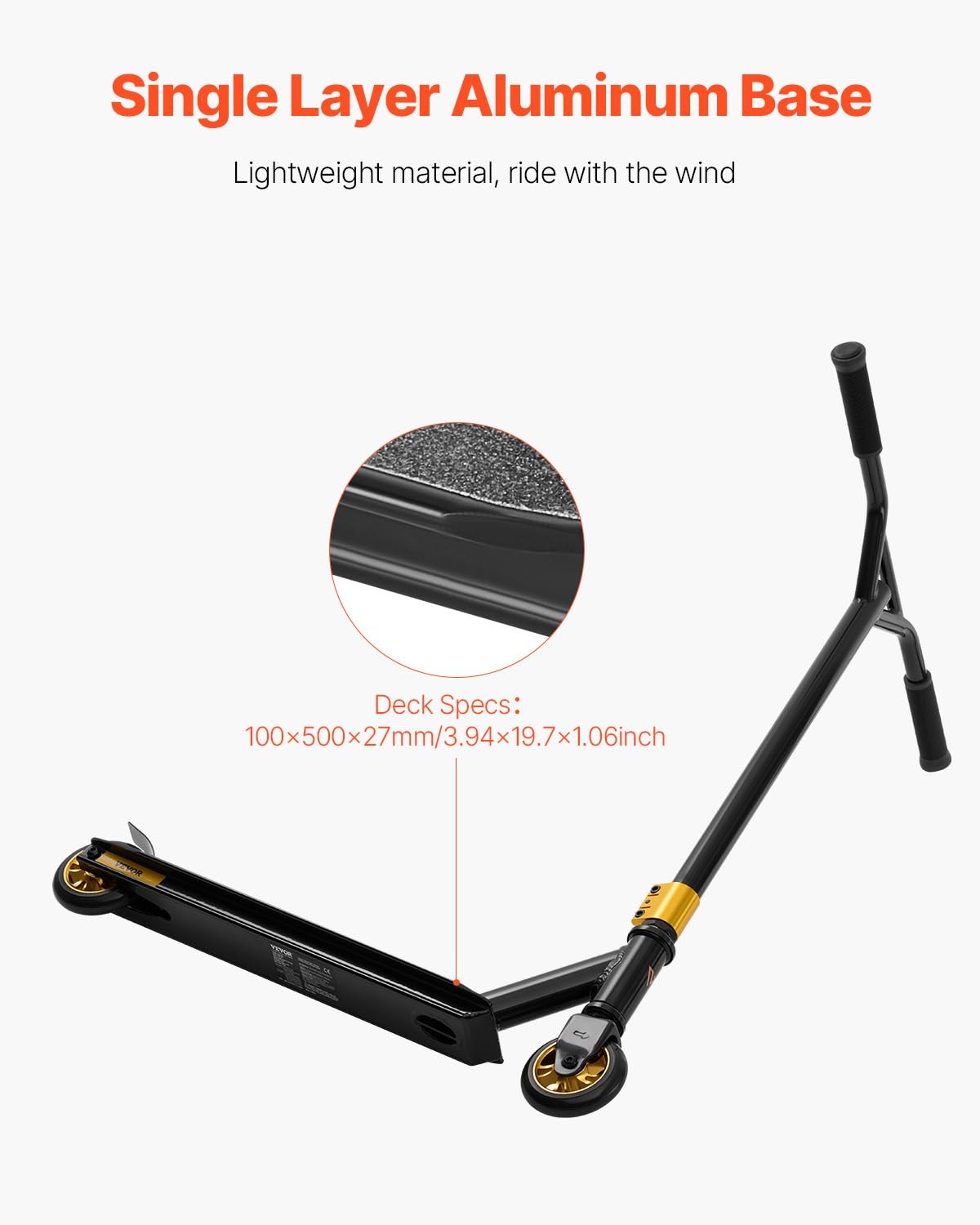 VEVOR Stuntstep voor kinderen van 11 tot 13 jaar, trucstep, 100 mm PU-wielen voor beginners en gevorderden, licht aluminium platform, ABEC-9-kogellagers
