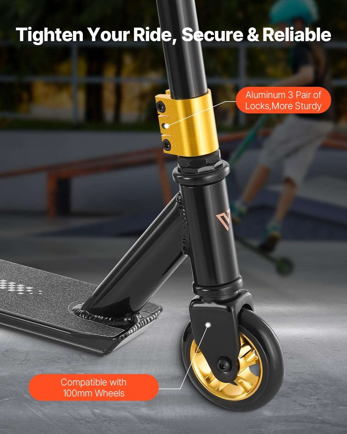 VEVOR Stuntstep voor kinderen van 11 tot 13 jaar, trucstep, 100 mm PU-wielen voor beginners en gevorderden, licht aluminium platform, ABEC-9-kogellagers