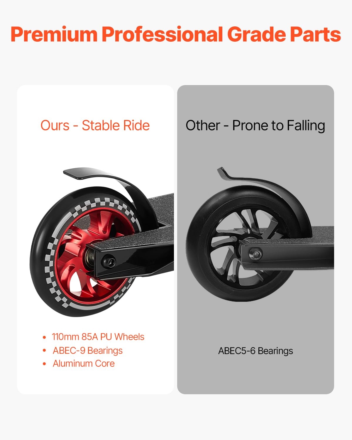 VEVOR Stuntstep, Pro Complete Trick Scooters voor kinderen van 11-13 jaar, tieners, volwassenen, jongens en meisjes, freestyle Street Rider voor gevorderden en beginners, dubbellaags lichtgewicht