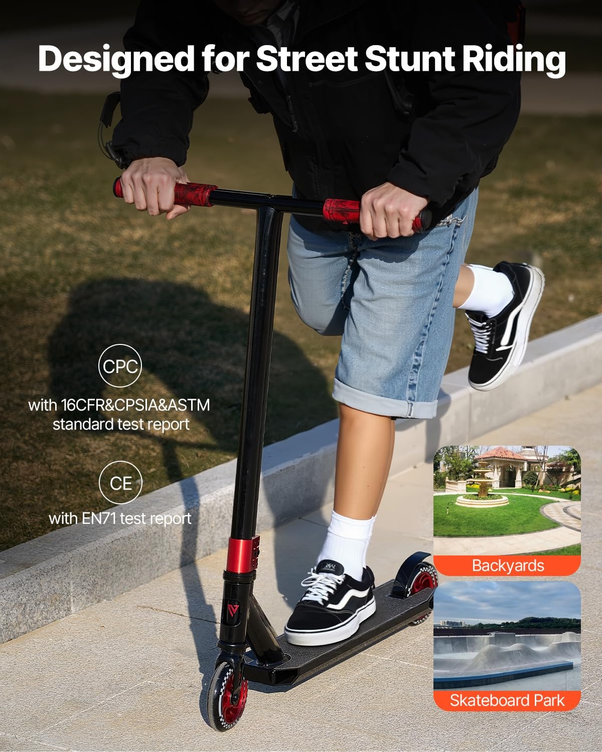 VEVOR Stuntstep, Pro Complete Trick Scooters voor kinderen van 11-13 jaar, tieners, volwassenen, jongens en meisjes, freestyle Street Rider voor gevorderden en beginners, dubbellaags lichtgewicht