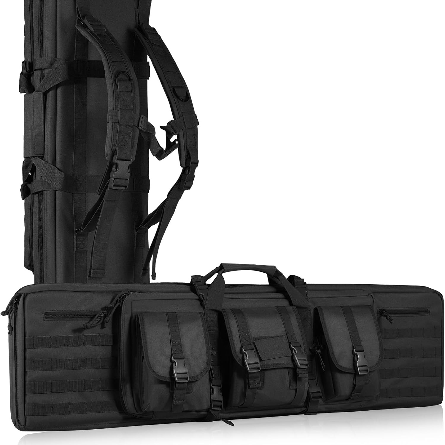 VEVOR Rifle Bag 1 Piece Gun Bag 1016 mm Portable Long Gun Case 2 Rifles & 2 Pistols Hunting Gun Bag Black Gun Bag Waterproof Rifle Case Weapon Bag Including Molle System