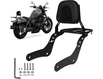 PSLER Sissybar, Rugleuning voor Rebel 1100, Afneembare Sissybar, Rugleuning voor Passagier Motorfiets met Bagagerek, voor Rebel CMX1100, Rebel 1100, DCT, ABS, 2021, 2022, 2023, 2024