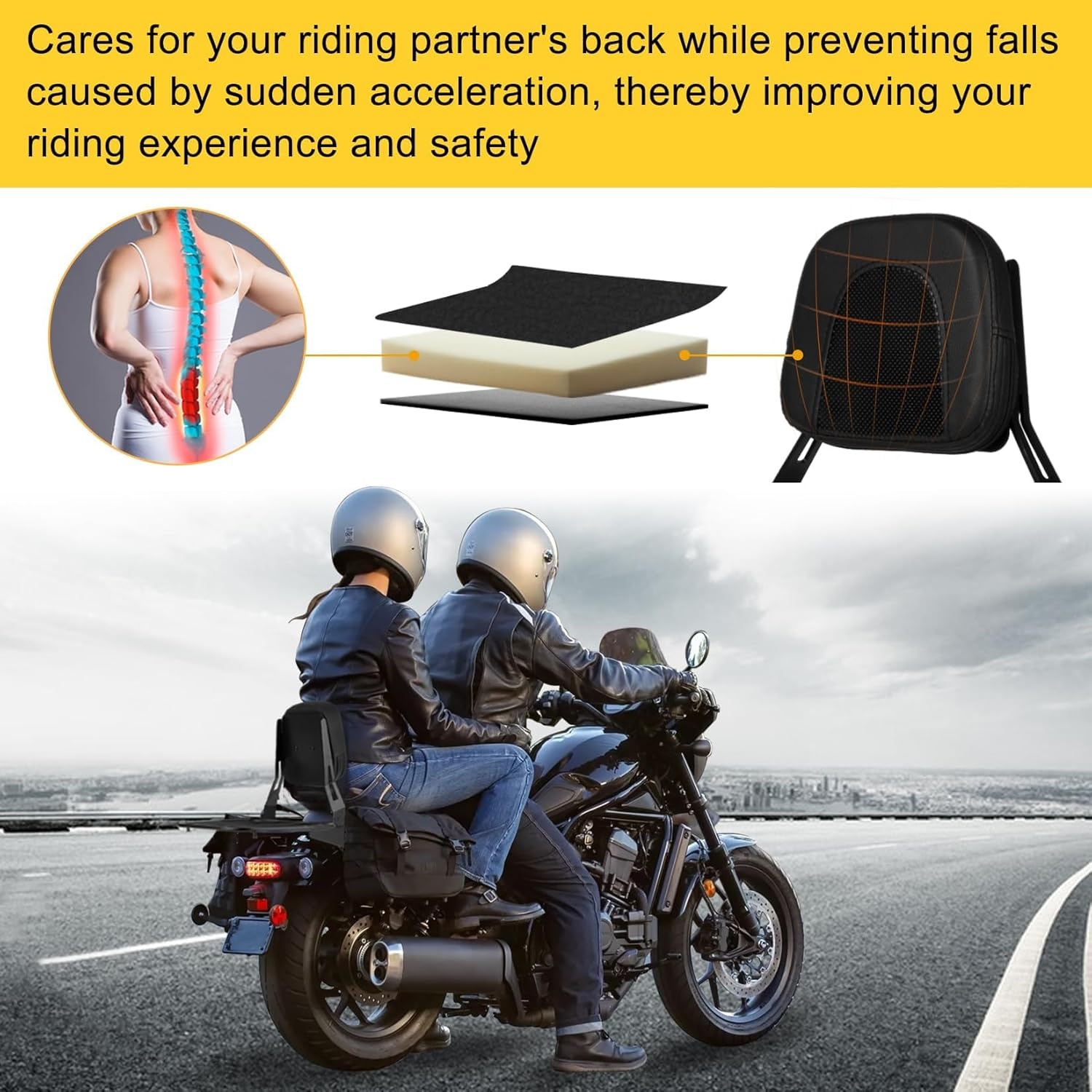 PSLER Sissybar, Rugleuning voor Rebel 1100, Afneembare Sissybar, Rugleuning voor Passagier Motorfiets met Bagagerek, voor Rebel CMX1100, Rebel 1100, DCT, ABS, 2021, 2022, 2023, 2024