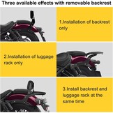 PSLER Sissybar, Rugleuning voor Rebel 1100, Afneembare Sissybar, Rugleuning voor Passagier Motorfiets met Bagagerek, voor Rebel CMX1100, Rebel 1100, DCT, ABS, 2021, 2022, 2023, 2024