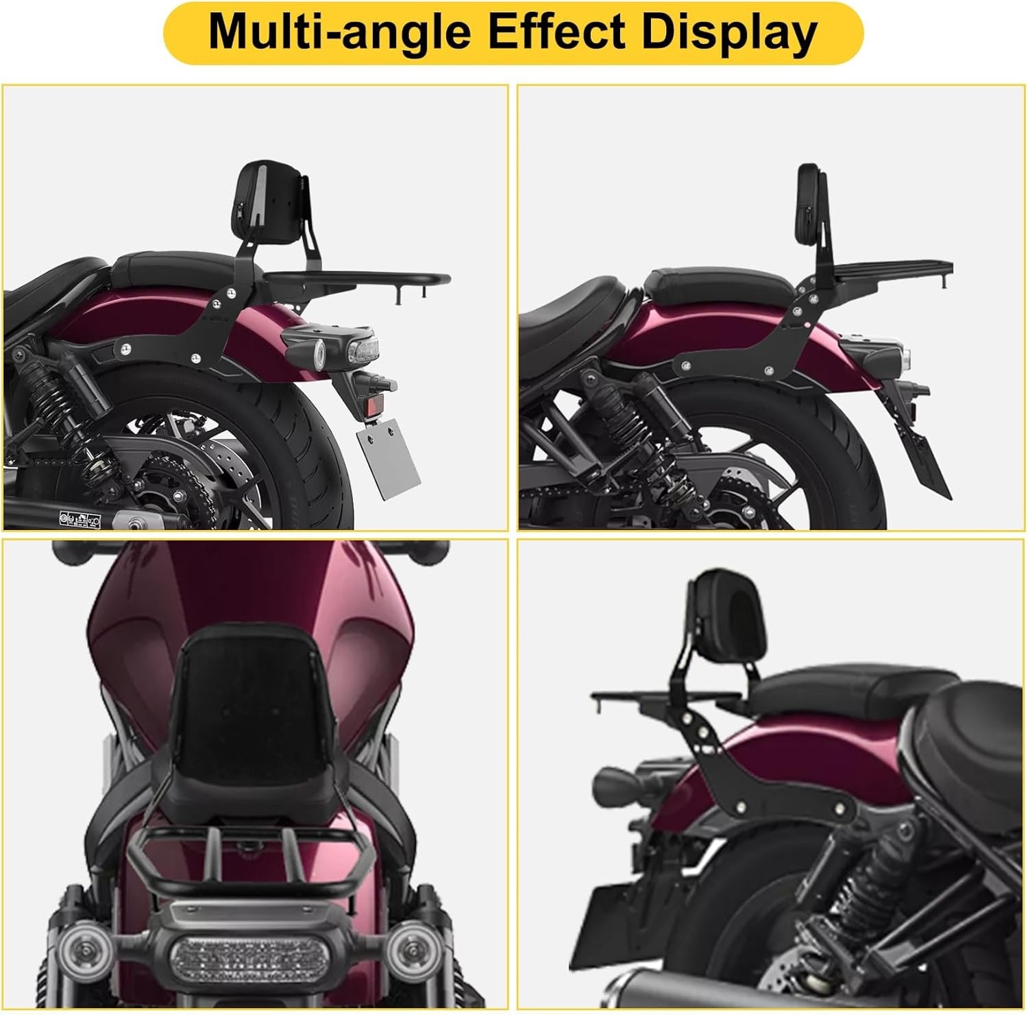 PSLER Sissybar, Rugleuning voor Rebel 1100, Afneembare Sissybar, Rugleuning voor Passagier Motorfiets met Bagagerek, voor Rebel CMX1100, Rebel 1100, DCT, ABS, 2021, 2022, 2023, 2024