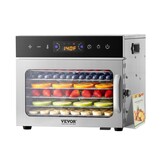 VEVOR Food Dehydrator, 6 Stainless Steel Trays Electric Food Dryer 400W, Adjustable Temperature, 24H Timer, Freeze Dryer for Meat, Fruit, Vegetable, Dog Treats