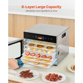 VEVOR Food Dehydrator, 6 Stainless Steel Trays Electric Food Dryer 400W, Adjustable Temperature, 24H Timer, Freeze Dryer for Meat, Fruit, Vegetable, Dog Treats