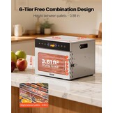 VEVOR Food Dehydrator, 6 Stainless Steel Trays Electric Food Dryer 400W, Adjustable Temperature, 24H Timer, Freeze Dryer for Meat, Fruit, Vegetable, Dog Treats