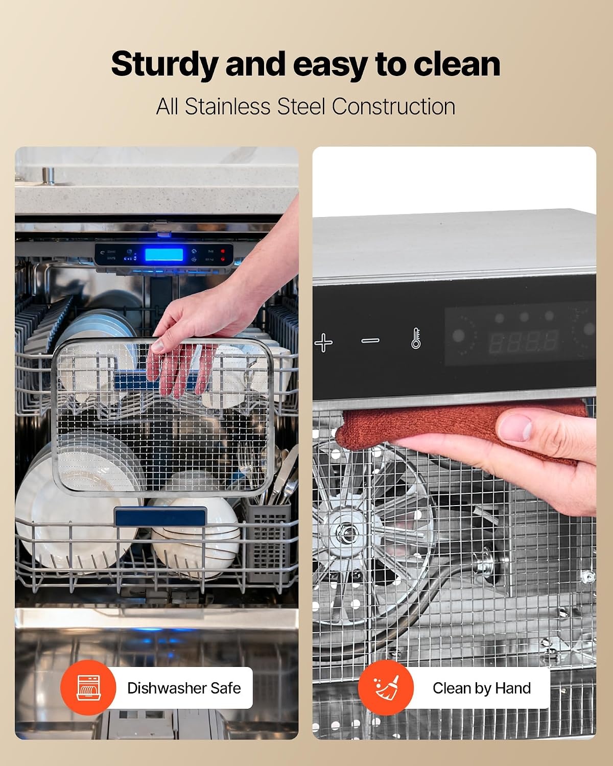 VEVOR Food Dehydrator, 6 Stainless Steel Trays Electric Food Dryer 400W, Adjustable Temperature, 24H Timer, Freeze Dryer for Meat, Fruit, Vegetable, Dog Treats