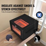 VEVOR Lasergraveermachine behuizing, 80 x 80 x 50 cm, laserbehuizing, zicht in twee richtingen, vlamvertragende en vuurvaste beschermhoes, met afvoerventilator en -buis, isoleert rook, lawaai en