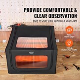 VEVOR Lasergraveermachine behuizing, 80 x 80 x 50 cm, laserbehuizing, zicht in twee richtingen, vlamvertragende en vuurvaste beschermhoes, met afvoerventilator en -buis, isoleert rook, lawaai en