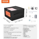 VEVOR Lasergraveermachine behuizing, 80 x 80 x 50 cm, laserbehuizing, zicht in twee richtingen, vlamvertragende en vuurvaste beschermhoes, met afvoerventilator en -buis, isoleert rook, lawaai en