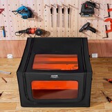 VEVOR Lasergraveermachine behuizing, 80 x 80 x 50 cm, laserbehuizing, zicht in twee richtingen, vlamvertragende en vuurvaste beschermhoes, met afvoerventilator en -buis, isoleert rook, lawaai en