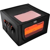 VEVOR Lasergraveermachine behuizing, 80 x 80 x 50 cm, laserbehuizing, zicht in twee richtingen, vlamvertragende en vuurvaste beschermhoes, met afvoerventilator en -buis, isoleert rook, lawaai en