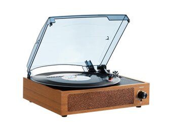 VEVOR Vinylplatenspeler, 3 snelheden, geïntegreerde stereo-luidsprekers 3 W, riemaandrijving, magneetcartridge, ondersteuning 33/45/78 omwentelingen aan RCA-uitgang, voor 18/25/30 cm vinylplaten