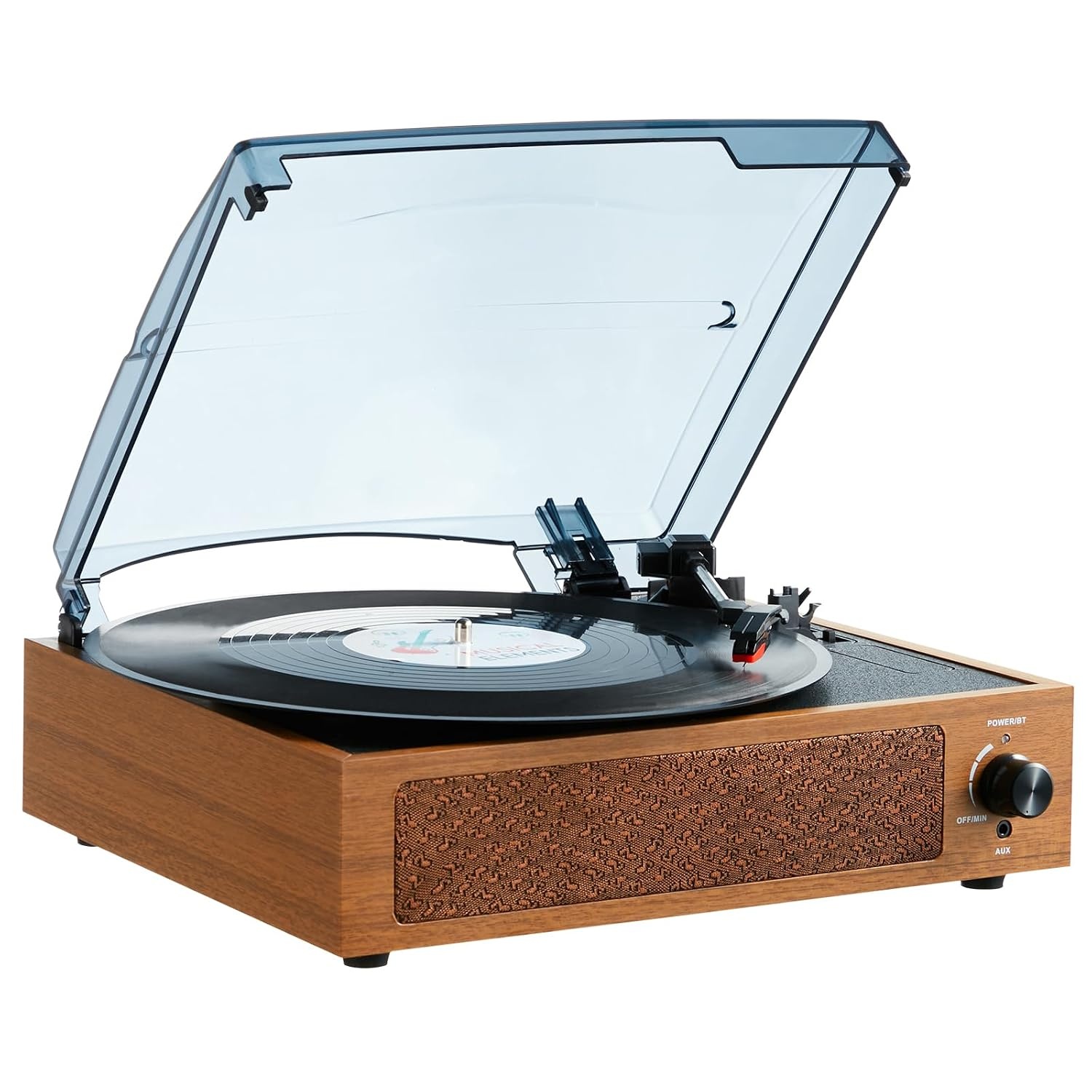 VEVOR Vinylplatenspeler, 3 snelheden, geïntegreerde stereo-luidsprekers 3 W, riemaandrijving, magneetcartridge, ondersteuning 33/45/78 omwentelingen aan RCA-uitgang, voor 18/25/30 cm vinylplaten