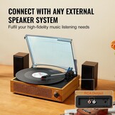 VEVOR Vinylplatenspeler, 3 snelheden, geïntegreerde stereo-luidsprekers 3 W, riemaandrijving, magneetcartridge, ondersteuning 33/45/78 omwentelingen aan RCA-uitgang, voor 18/25/30 cm vinylplaten