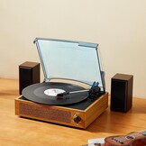 VEVOR Vinylplatenspeler, 3 snelheden, geïntegreerde stereo-luidsprekers 3 W, riemaandrijving, magneetcartridge, ondersteuning 33/45/78 omwentelingen aan RCA-uitgang, voor 18/25/30 cm vinylplaten