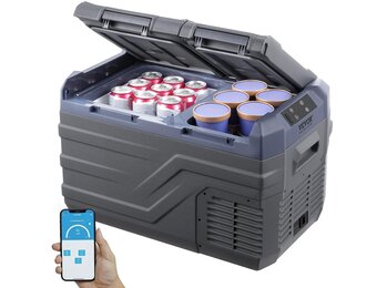 VEVOR NLS35, 12 Volt Auto Koelkast Koelkast, 25 liter (26.4qt) Dual Zone Draagbare Vriezer, -4 °F -46 °F Verstelbaar bereik, 12/24V DC en 100-240V AC Compressor Koeler voor Buiten, Camping, RV, Grijs